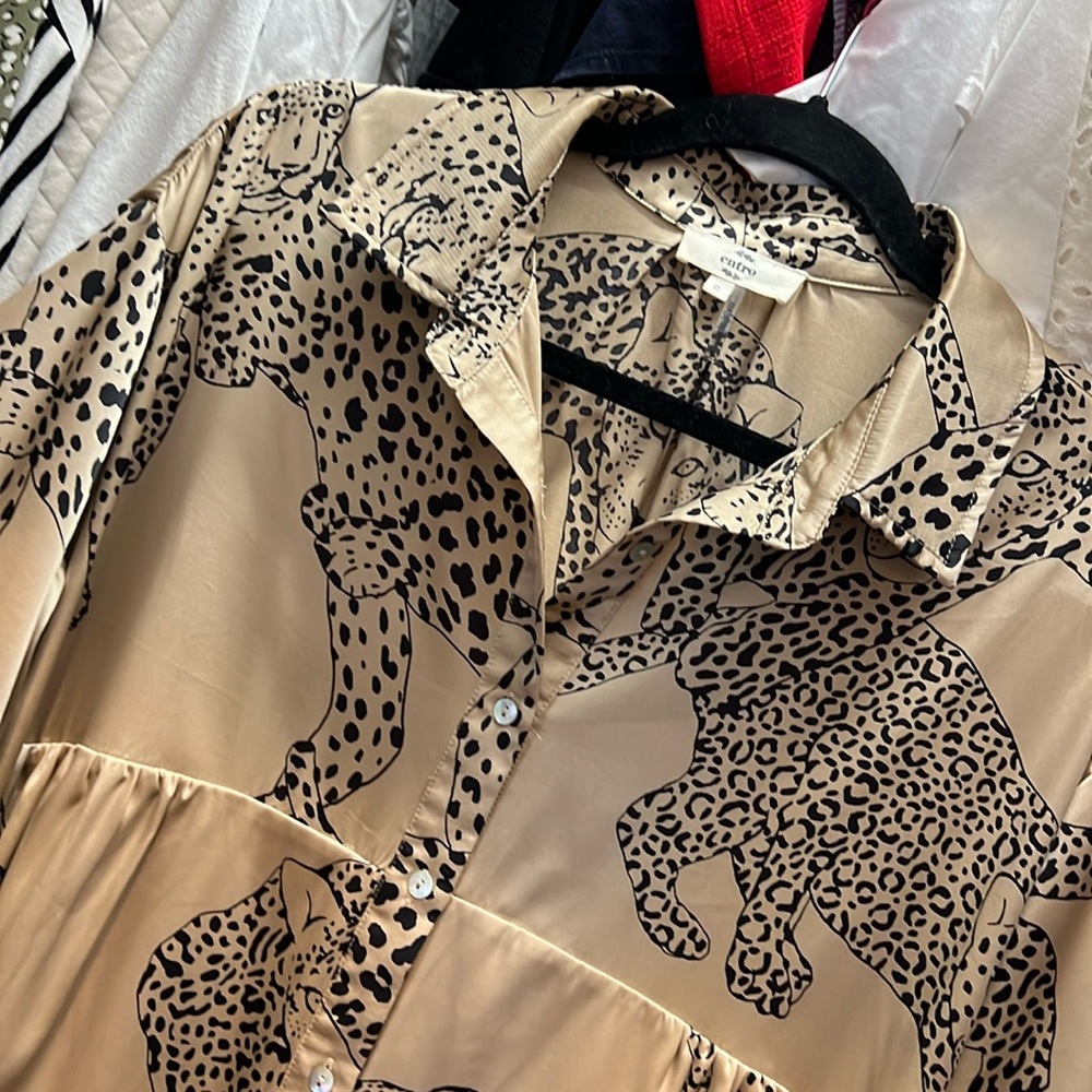 Gold with black leopard print oversized dress